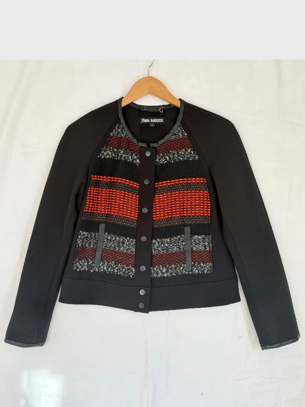 Yoana Baraschi Sz 8 Black Orange Quilted Tweed Five Star Shaper Jacket - Picture 1 of 11